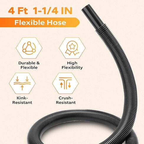 1.25 Inch Diameter x 4 Feet Flexible Hose Vacuums Attachments for Shop-Vac Wet/Dry Vacuums Dust Collection Systems Durable Vinyl, Replacement Craftsman Shop-Vac Hose 9196300 in Saudi Arabia