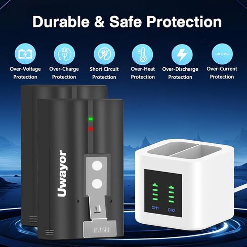 3 Pack for Ring Battery 6040mAh Replacement Doorbell Battery with Charger Station for Ring Video Doorbell 2/3/3 Plus/4 Camera, Stick Up Cam(2nd & 3rd Gen), Spotlight Cam, Peephole Cam in Kuwait