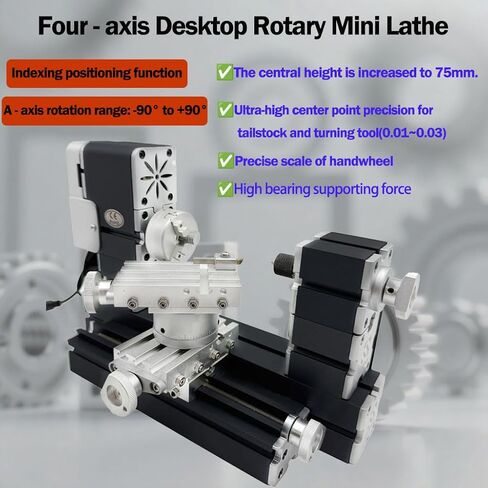 60W 12000RPM High Power Mini Metal Rotating Lathe,4-axis desktop lathe machine，Wood DIY/Soft Metal Crafting 150mm machining diameter in Saudi Arabia