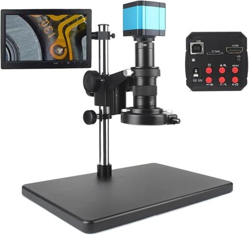 Full HD Video Microscope HDMI USB Industry Digital Microscope Camera 10" LCD Display C Mount for Professional Phone Repair (180X) in Saudi Arabia