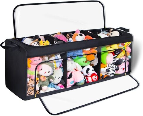 Transparent Toy Box Easy to find items，4-Tier Stuffed Animal Storage ，Horizontal & vertical dual-use Toy Chest ，Not collapse & 62% More Capacity，Kids Room/Living Room Space-Saving Plush Toy Storage in Kuwait