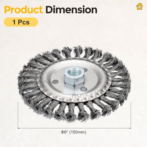 Wire Wheels for Angle Grinder, 1pcs 6in Twist Knotted Wire Brush for Grinder with 5/8"-11 Arbor, [for Heavy Rust Deburring Paint Removal] - 0.02in Carbon Steel Wire, Silver in Saudi Arabia