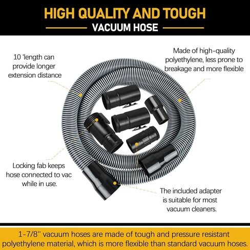 CMXZVBE38804 1-7/8" x 10-Ft Shop Vacuum Hose Kit, Industrial Wet Dry Vac Locking Vacuum Hose, Fits Most 1-7/8 in Wet/Dry Vacuums in Kuwait
