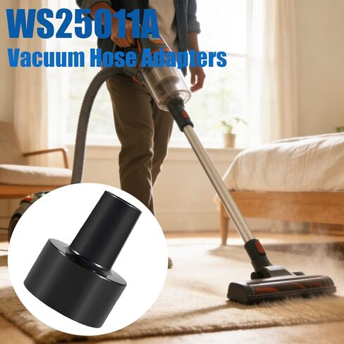 محولات خرطوم مكنسة كهربائية عالمية WS25011A مقاس 2-1/2 بوصة إلى 1-1/4 بوصة متوافقة مع ملحقات استبدال محول المكنسة الكهربائية الجافة الرطبة السوداء Shop-vac قطعتان in Kuwait