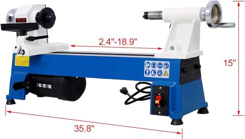 Wood Lathe 10" x 18" Wood Lathe Machine 5 Variable Speeds 500/750/1150/1800/3200RPM Mini Wood Turning Lathe for Woodworking 1/2HP Multifunctional Power Wood Lathe in Saudi Arabia