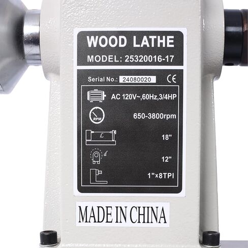 Benchtop Wood 12" x 18" Wood Lathe, Benchtop Wood Lathe Machine 3/4 HP Infinitely Variable Speed 650-3800 RPM for Woodworking, Woodturning in Saudi Arabia