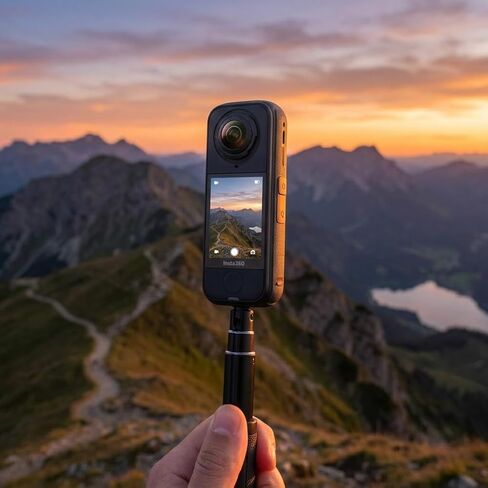 حزمة Insta360 X4 Air 360 Action Camera Starter (أسود) عدسة مزدوجة خفيفة الوزن مقاومة للماء 8K | نظام التثبيت للسفر وركوب الدراجات ومدونات الفيديو والرياضات الخارجية (CINSAAFA-SE03) + مجموعة 50 في 1 + المزيد in Kuwait