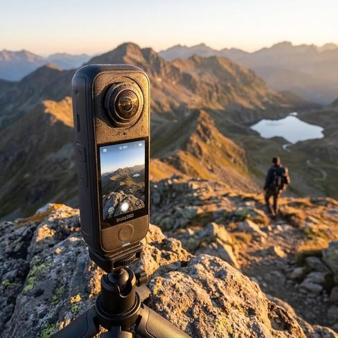 حزمة Insta360 X4 Air 360 Action Camera Starter (أسود) عدسة مزدوجة خفيفة الوزن مقاومة للماء 8K | نظام التثبيت للسفر وركوب الدراجات ومدونات الفيديو والرياضات الخارجية (CINSAAFA-SE03) + مجموعة 50 في 1 + المزيد in Kuwait