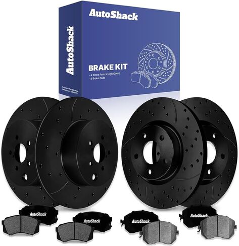 استبدال مجموعة فرامل Autoshack لعام 2012-2016 Subaru Impreza 2.0L AWD الأمامي الخلفي المحفور والزنك المغطى بالزنك دوارات الفرامل السيراميك BRKPK434 in Saudi Arabia
