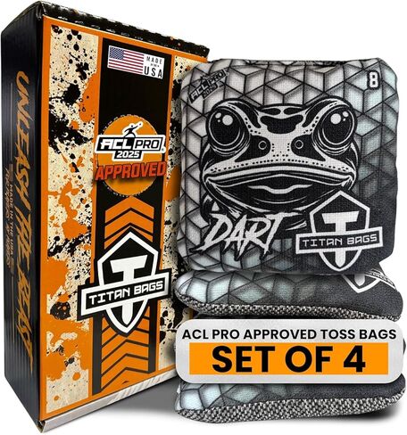 أكياس Titan Bags Dart Cornhole أكياس-تنظيم أكياس قاذفة الذرة مع السجاد الهجين للقطات الاستراتيجية ، وكريات قبضة الطاقة في جميع الأحوال الجوية للقذف الداخلي والخارجي-تصميم كسوري ، 6 "× 6" ، حزمة من 4 in Kuwait
