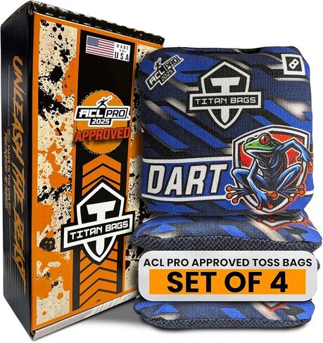 Titan Bags Dart Cornhole Bags – Regulation Cornhole Toss Bags with Hybrid Carpet for Strategic Shots, All-Weather Power Grip Pellets for Indoor and Outdoor Tossing – Fractal Design, 6"x6", Pack of 4 in Saudi Arabia