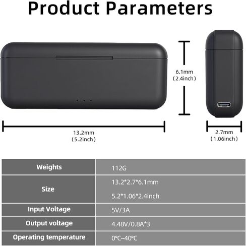 Osmo Action 5 Pro Battery Charger Compatible with DJI Action Osmo Action 5 Pro, Osmo Action 4, Osmo Action 3, USB Fast Charging Case with Type-C Cable, Triple Battery Charger in Kuwait