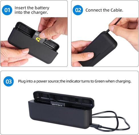 Osmo Action 5 Pro Battery Charger Compatible with DJI Action Osmo Action 5 Pro, Osmo Action 4, Osmo Action 3, USB Fast Charging Case with Type-C Cable, Triple Battery Charger in Kuwait