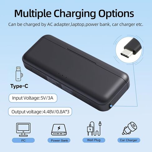 Osmo Action 5 Pro Battery Charger Compatible with DJI Action Osmo Action 5 Pro, Osmo Action 4, Osmo Action 3, USB Fast Charging Case with Type-C Cable, Triple Battery Charger in Kuwait