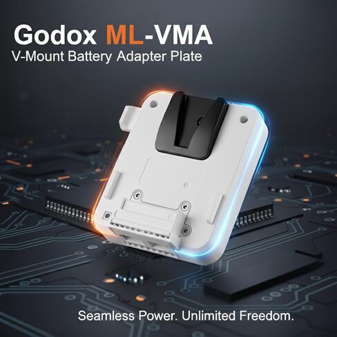 Godox ML-VMA V-Mount Battery Adapter Plate, Compatible with Godox ML150Bi and ML80Bi LED Video Lights, Enables Stable Cable-Free Power Supply for Studio and Outdoor Shooting in Saudi Arabia