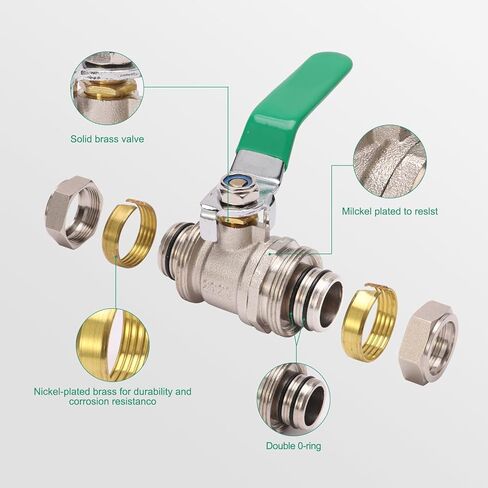3/4" Air Piping Fittings, Air Compressor Shut Off Valve & Air Hose Fittings, 200PSI Nickel-Plated Brass for Compressed Air Piping System, Shop Air Line Kit, Rapid Air System 3/4 in Kuwait