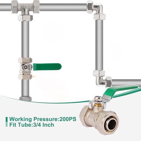 3/4" Air Piping Fittings, Air Compressor Shut Off Valve & Air Hose Fittings, 200PSI Nickel-Plated Brass for Compressed Air Piping System, Shop Air Line Kit, Rapid Air System 3/4 in Kuwait
