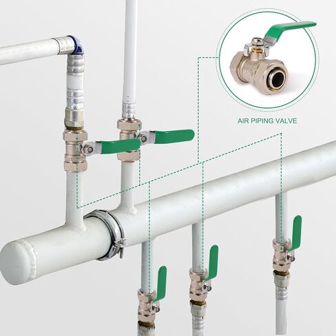 3/4" Air Piping Fittings, Air Compressor Shut Off Valve & Air Hose Fittings, 200PSI Nickel-Plated Brass for Compressed Air Piping System, Shop Air Line Kit, Rapid Air System 3/4 in Kuwait