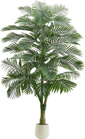 Artificial Golden Cane Palm Tree 6FT Tall Fake Plant Large Tropical Palms Trees with 3 Realistic Trunks, Faux Palm Plant Artificial Tree in Pot for Indoor Outdoor Room Patio Office Home Decor in Kuwait