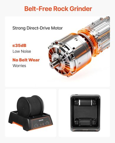 VEVOR Rock Tumbler، آلة تلميع الصخور بوزن 1 رطل، مجموعة أدوات تلميع الصخور مع تعديل 4 سرعات، مؤقت من 1 إلى 9 أيام، طقم تلميع الصخور بمحرك الدفع المباشر لكوارتز الورد، الجمشت، عملية هادئة in Kuwait