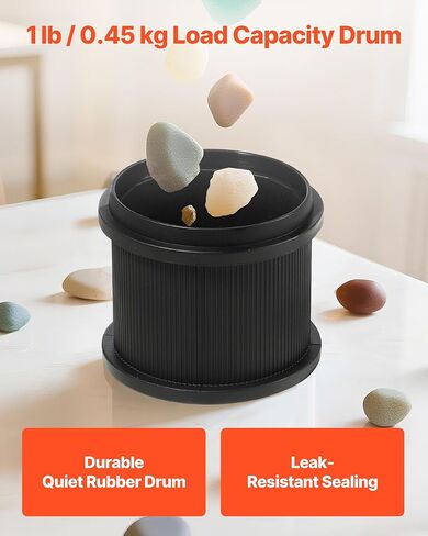 VEVOR Rock Tumbler، آلة تلميع الصخور بوزن 1 رطل، مجموعة أدوات تلميع الصخور مع تعديل 4 سرعات، مؤقت من 1 إلى 9 أيام، طقم تلميع الصخور بمحرك الدفع المباشر لكوارتز الورد، الجمشت، عملية هادئة in Kuwait