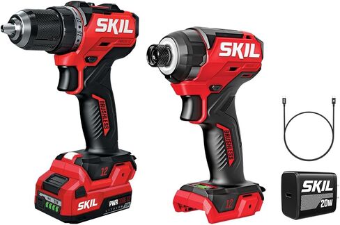 SKIL PWR CORE 12V بدون فرش 1/2 بوصة. محرك مثقاب صغير الحجم ومتغير السرعة و1/4 بوصة. طقم مفك سداسي مدمج ذو 3 سرعات، يتضمن بطارية 2.0 أمبير وشاحن USB-C بقدرة 20 وات - CB8429A-11 in Saudi Arabia