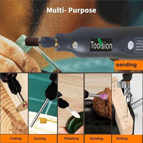 أداة دوارة صغيرة لاسلكية، 35 قطعة من الملحقات وشحن USB C، مجموعة أدوات دوارة حزمة بطارية قابلة لإعادة الشحن 3.7 فولت 2.0 أمبير، 5 سرعات للصنفرة والنقش والتلميع والقطع والحرف اليدوية، إلخ (أسود) in Kuwait