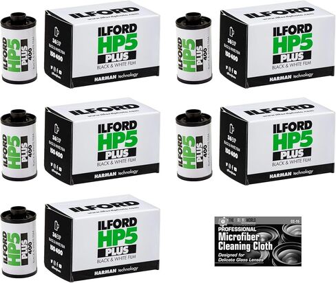 Ilford HP5 Plus 400 أبيض وأسود 35 مم، 36 تعريضًا، 5 لفات من القماش-400 ISO فيلم رول كاميرا in Kuwait