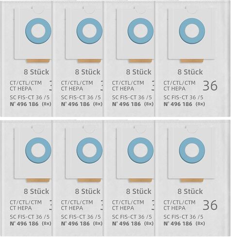 496186 ملحقات أكياس الغبار لـ Festool CT 36/CTM 36 E/CTL 36E CLEANTEC سلسلة شفاطات الغبار SC FIS-CT 36/5 أجزاء بديلة لحقيبة مرشح المكنسة الكهربائية، 8 عبوات in Kuwait