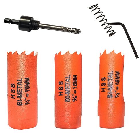 منشار ثقب للخشب 5/8 بوصة ~ 3/4 بوصة، قاطع ثقب ثنائي المعدن HSS للألواح الخشبية، البلاستيك، الحوائط الجافة، الألومنيوم، اللوح الجصي، الصفائح المعدنية الناعمة، PVC، اللوح الليفي، وأنابيب التهوية، محول ساق سداسية 1/4 بوصة in Kuwait