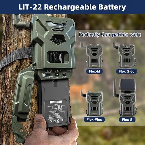 4 عبوات بطارية LIT-22 بطارية ليثيوم قابلة لإعادة الشحن بقدرة 7000 مللي أمبير في الساعة لكاميرا SPYPOINT Trail - متوافقة مع كاميرات w-M وFlex G-36 وFlex-Plus&S الخلوية (تتضمن كابلين من النوع C) in Kuwait