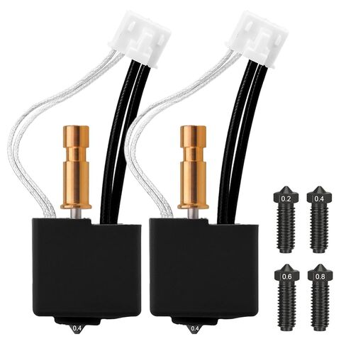 2-Pack 0.4mm Ceramic Kobra S1 Hotend with Extra 0.2mm, 0.4mm, 0.6mm, 0.8mm Hardened Steel Nozzles Upgrade Heating Cartridge 200K Thermistor, Replacement Extruder Kit for Anycubic Kobra S1/ACE Pro in Kuwait