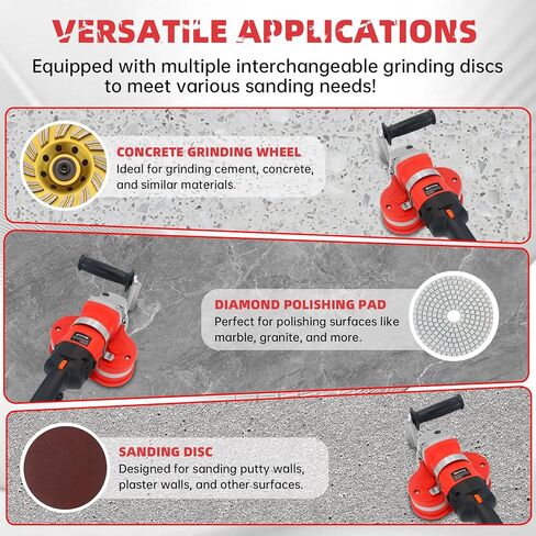 Upgraded Electric Diamond Polisher Machine, Concrete Grinder Kit for Concrete Floor, Granite Polishing and Epoxy Floors, 8" Grinding Diameter Equipped with 6-Speed Adjustment and Removable Dust Cover in Saudi Arabia