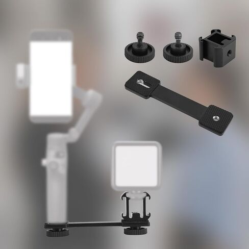 لوحة تثبيت للأحذية الباردة بـ 3 منافذ، دعامة محول لميكروفون الكاميرا وإضاءة LED لـ Zhiyun Smooth 4 DJI Osmo Pocket Osmo من سبائك الألومنيوم وامتداد التثبيت الثلاثي in Kuwait