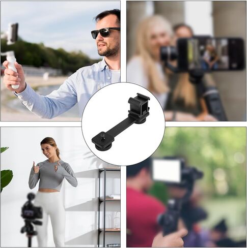 لوحة تثبيت للأحذية الباردة بـ 3 منافذ، دعامة محول لميكروفون الكاميرا وإضاءة LED لـ Zhiyun Smooth 4 DJI Osmo Pocket Osmo من سبائك الألومنيوم وامتداد التثبيت الثلاثي in Kuwait