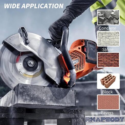 RHAPSODY 12 بوصة شفرة منشار الماس، حافة توربو مستمرة شفرة للأغراض العامة قطع الخرسانة الجافة/الرطبة، الخرسانة المسلحة، البناء، الطوب، الكتلة، الحجر 7/8"-5/8" أربور in Kuwait