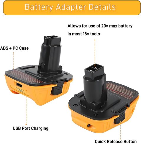 DCA1820 Adapter for DeWalt 18V to 20V Battery Replacement Converter for 20V Max Lithium Cordless Tools DCB200 DCB 203 to 18V XRP Nicad NiMh Batteries with USB Port 2 Packs in Kuwait
