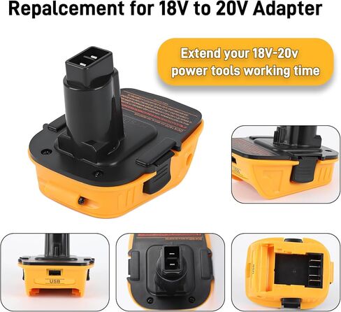 DCA1820 Adapter for DeWalt 18V to 20V Battery Replacement Converter for 20V Max Lithium Cordless Tools DCB200 DCB 203 to 18V XRP Nicad NiMh Batteries with USB Port 2 Packs in Kuwait