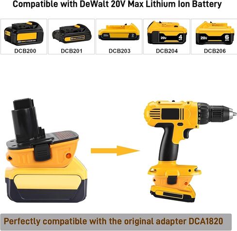 DCA1820 Adapter for DeWalt 18V to 20V Battery Replacement Converter for 20V Max Lithium Cordless Tools DCB200 DCB 203 to 18V XRP Nicad NiMh Batteries with USB Port 2 Packs in Kuwait