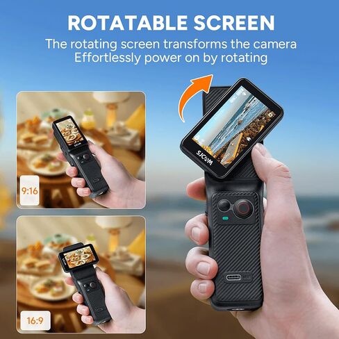SJCAM C400 3-in-1 Handheld Action Camera | Compact Multi-Mode Vlogging Cam with Built-in Grip & Touchscreen Controls | Waterproof Mini Camera for Travel (C400) + 50-in-1 Action kit + 64GB Card + More in Saudi Arabia