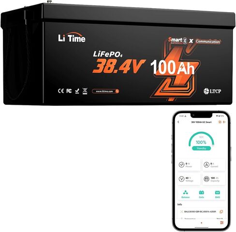 بطارية LiTime 38.4V(36V) 60Ah Lithium Golf Cart، مدمجة 120A BMS، 15000 دورة بطارية LiFePO4 قابلة لإعادة الشحن، تدعم محرك يصل إلى 3 كيلو وات، أقصى خرج طاقة مستمر 4.6 كيلو وات، مثالية لعربات الجولف in Kuwait