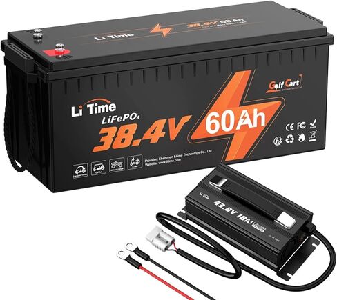بطارية LiTime 38.4V(36V) 60Ah Lithium Golf Cart، مدمجة 120A BMS، 15000 دورة بطارية LiFePO4 قابلة لإعادة الشحن، تدعم محرك يصل إلى 3 كيلو وات، أقصى خرج طاقة مستمر 4.6 كيلو وات، مثالية لعربات الجولف in Kuwait