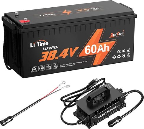 بطارية LiTime 38.4V(36V) 60Ah Lithium Golf Cart، مدمجة 120A BMS، 15000 دورة بطارية LiFePO4 قابلة لإعادة الشحن، تدعم محرك يصل إلى 3 كيلو وات، أقصى خرج طاقة مستمر 4.6 كيلو وات، مثالية لعربات الجولف in Saudi Arabia