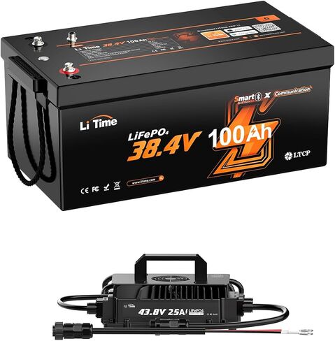 بطارية LiTime 38.4V(36V) 60Ah Lithium Golf Cart، مدمجة 120A BMS، 15000 دورة بطارية LiFePO4 قابلة لإعادة الشحن، تدعم محرك يصل إلى 3 كيلو وات، أقصى خرج طاقة مستمر 4.6 كيلو وات، مثالية لعربات الجولف in Kuwait