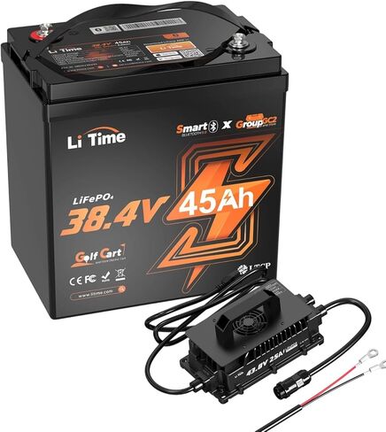 بطارية LiTime 38.4V(36V) 60Ah Lithium Golf Cart، مدمجة 120A BMS، 15000 دورة بطارية LiFePO4 قابلة لإعادة الشحن، تدعم محرك يصل إلى 3 كيلو وات، أقصى خرج طاقة مستمر 4.6 كيلو وات، مثالية لعربات الجولف in Kuwait