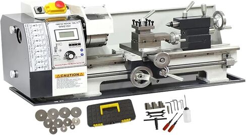 INTBUYING Metal Lathe 8"X24" Benchtop Mini Lathe Machine Precision Hobby DIY Table Lathe Industrial Metal Wood Working Horizontal Lathe 1100W Brushless Motor 50-2500RPM Inch Thread WM210V 110V in Saudi Arabia