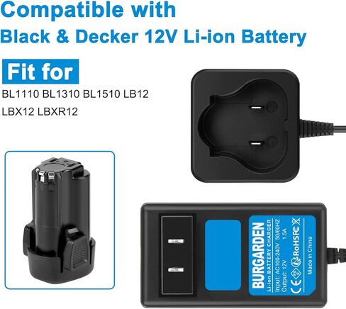 شاحن بطارية ليثيوم أيون 12 فولت متوافق مع أدوات الطاقة بلاك اند ديكر BL1110 BL1310 BL1510 LB12 LBX12 LBXR12 (ليس لبطارية Ni-MH/Ni-CD) in Saudi Arabia