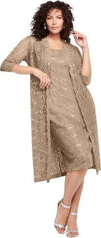 Roaman's Women's Plus Size Sequin Lace Jacket Dress in Kuwait