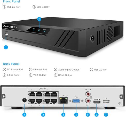 نظام كاميرا أمان Amcrest 4K، 4K 8CH PoE NVR، (4) × 8 ميجابكسل كاميرات IP POE IP (IP8M-2779EW-AI)، رادع نشط، محرك أقراص ثابتة 2 تيرابايت مثبت مسبقًا، NV4108E-2779EW4-2TB (أبيض) in Kuwait