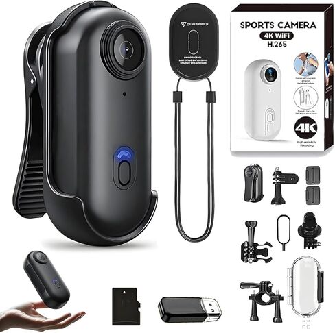 Thumb Lens, Snap Cam, 4k Mini Hands Free, Wearable Magnetic with Audio & Video Recording, for Bike Cycling, Pet, Vlog (1080P Black) in Kuwait